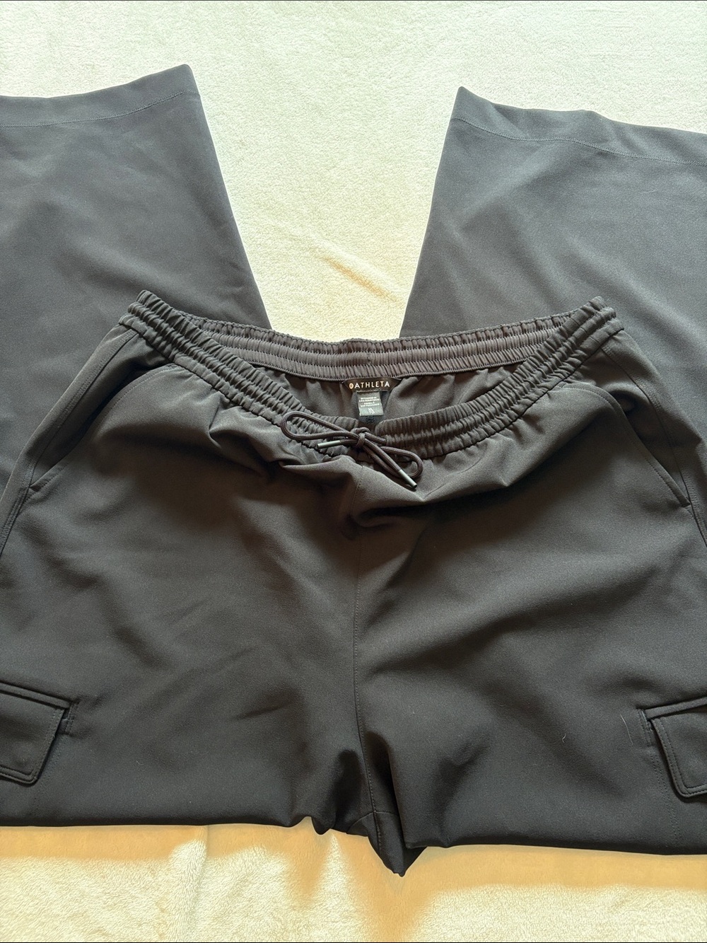 ATHLETA BLACK ELASTIC WAIST WIDE-LEG PANTS